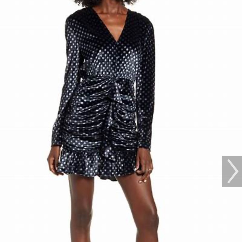 Nwt endless rose xs polka dot velvet dress